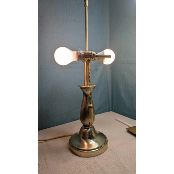 STIFFEL VTG BRASS TABLE LAMP 2 Arms 23" MCM RETRO 50'S CHARM NO SHADES - Picture 3 of 10